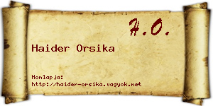 Haider Orsika névjegykártya